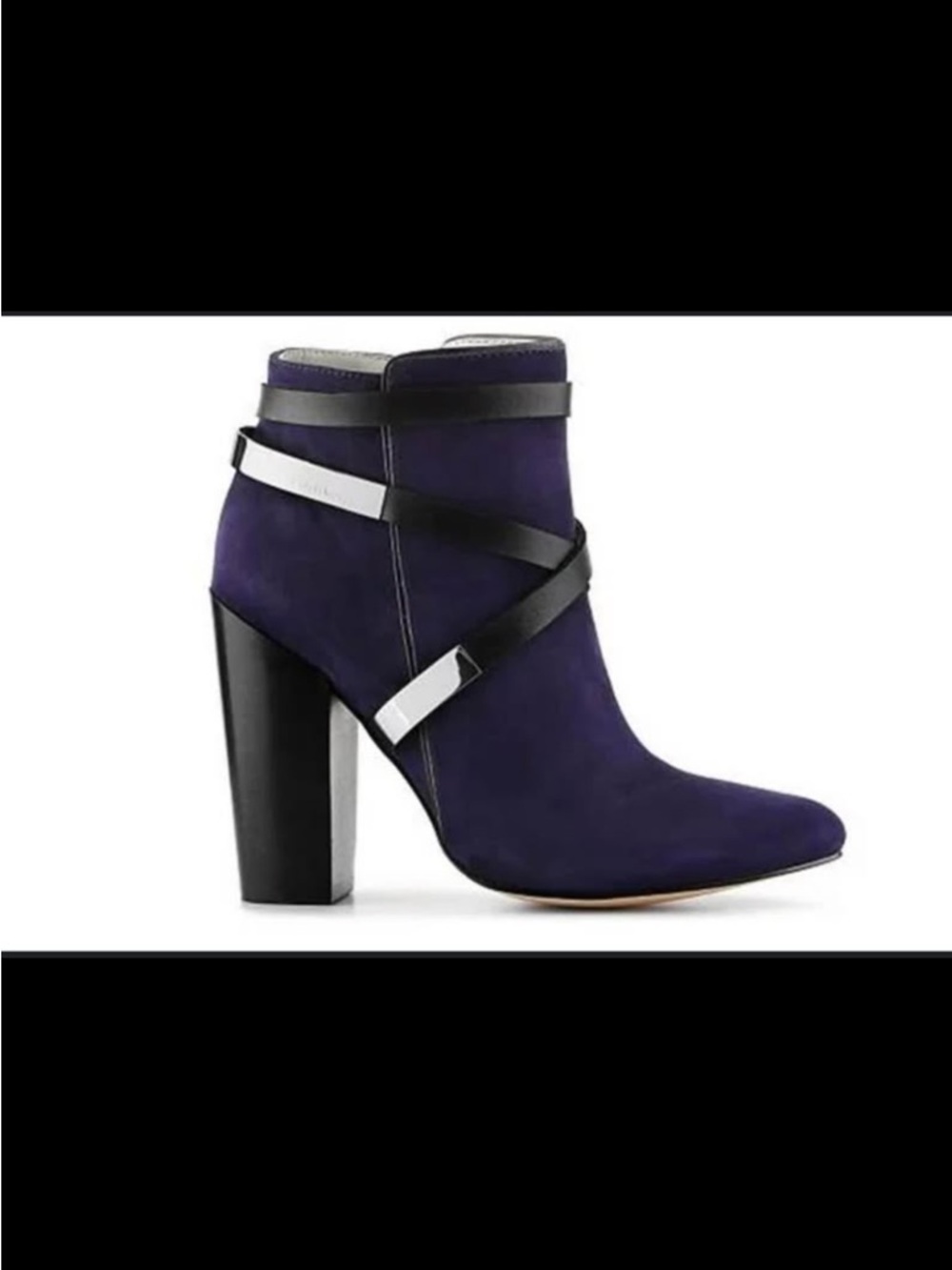 Calvin Klein Women's Purple Suede Ankle Boot with Strap Detail